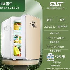 미니 차량용 냉장고 소형 냉동고 휴대용 가정용 숙소용, 16L 스탠다드 코어 유리 패널 온도조절 골드, 1L