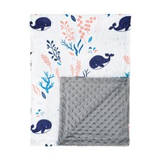 【雙面絨毛】超柔顆粒安撫毯 寶寶安撫毯 荳荳毯 安撫毯 推車蓋毯 寶寶蓋被 嬰兒被空調毯 嬰兒毯, 珊瑚海鯨, 珊瑚海鯨