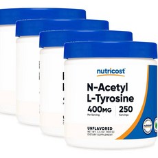 뉴트리코스트 퓨어 N-아세틸 L-티로신 (NALT) 400mg 파우더 Nutricost N-Acetyl L-Tyrosine, 4개, 100g