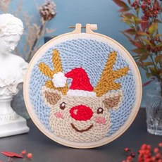 俄羅斯戳戳繡 手工DIY材料包 聖誕款 聖誕爺爺, 1個, 聖誕小鹿