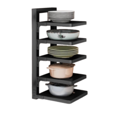 가려거든 높이조절 굵은두께 후라이팬 냄비 정리대, 1개, 블랙 단면, 5단