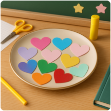 트윈은 도형 모양 색종이 세트 양면 카드지 DIY 꾸미기 미술 수업용, 40장, 하트