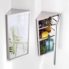 미니 수납장 화장실 코너 거울 상부장 수건장 코너장 거울문 좌측 B. 유리문 30Lx60Hx18D 오른쪽문, A. 유리문 30Lx60Hx18D 왼쪽문