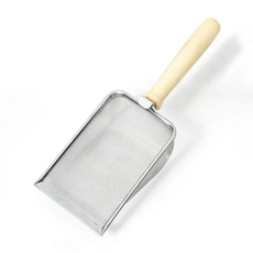 MILAKA 不鏽鋼細孔貓砂鏟 適用小顆粒貓砂 多種網孔尺寸 附掛勾易清潔, 1個, 4.3網孔/5目（膨潤土混合砂）