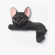 可愛狗法鬥開關裝飾墻貼保護套現代簡約樹脂動物3d立體插座貼創意kun, 黑色右臥法鬥