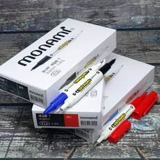 모나미 0.4/1mm 양면닙 유성마카-트윈 네임펜 T 1다스, 블랙 12pcs