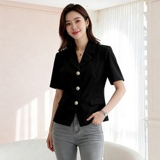 비비디아 여성 여름 카라 캐주얼 정장 반팔 자켓 하개룩 오피스룩 정장 재킷 상의 (S~3XL) 5623