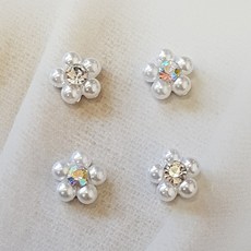 블링 플라워 진주 파츠 2컬러 1개입, 크리스탈, 1개