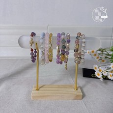 木質底座透石膏棒 摩洛哥透石膏柱 水晶手串消磁淨化架 串珠飾品收納展示架, 1個, 木質底座+透石膏棒（一組）, 白色