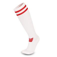 SOCCER SOUL 足球襪，透氣舒適，耐磨防護, 白色紅邊(買2雙送護脛), 1個