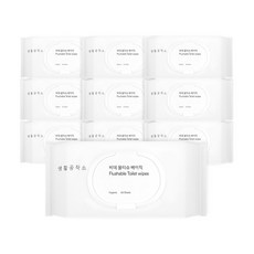 [생활공작소] 비데 물티슈 베이직 (물에 녹는 화장실 물티슈) 60매 x 10개