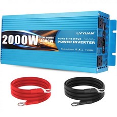LVYUAN 1500와트 순수 사인파 인버터 12V에서 110V 또는 120V로 DC를 AC로 변환 LCD 디스플레이 3개 미국식 콘센트 USB 충전 포트 차량용 차량 RV 야, 12V-2000W-PRO