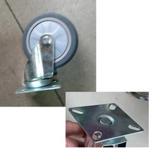 호텔 카트용 교체 바퀴 호환 예비 부품 단품 타일 저소음 세트 고정 2개 회전 2개, 기본 사용 인원, 5.5x5.5 구멍 위치 그레이 직경 10cm