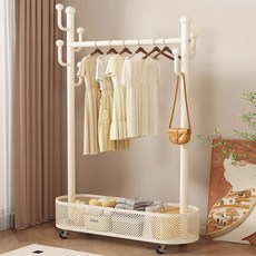 옷장 철제 스탠드 시스템 드레스룸 행거 보관 바구니 포함, 화이트