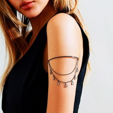 希臘女神風 臂飾 臂環 月亮十字架造型 潮流個性流蘇可調節臂鐲, 1個, 黑色小圓圈