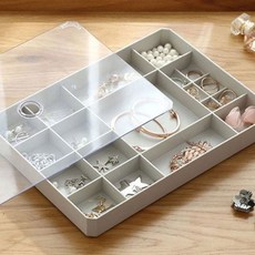 투명 뚜껑 악세사리 보관함 1P 쥬얼리 보관함 트레 lan+4139Ak, 화이트