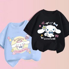 1+1 다나에 시나모롤 캐릭터 여름 순면 반팔티 티셔츠 투피스 세트 +지아싱트레이드 머리끈