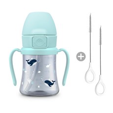 그로미미 PPSU 아기고래 빨대컵 + 빨대세척솔 세트, PPSU 아기고래 빨대컵 + 빨대세척솔(2P), 200ml, 1개