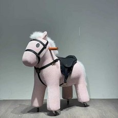 승마장난감 바퀴가 달린 말장난감 말타기 목마 흔들말, 1개, 5. 핑크 체크 망아지
