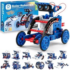 Sillbird 태양열 빌딩 로봇 키트 STEM 선물 만 8-14세 남아용 12-in-1 DIY 과학 교육용 장난감 어린이 생일용 세트 190피스 포함_157758, Blue-red_157758