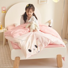 兒童幼兒園寶寶全棉午睡被子套裝, 呆萌兔,墊套60*135cm枕套30*50cm, 呆萌兔