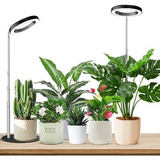 식물 재배등 LED 풀스펙트럼 높이조절 타이머 밝기조절, 1개입, 6.3인치 블랙