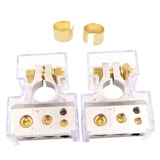 자동차 배터리 터미널 커넥터 1 쌍/키트 2/4/8/10 AWG 오디오 포지티브 포스트 클램프 (투명 커버 포함) 심, 10 gold ring kit
