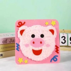 바느질 바늘과 실로 만드는 자수 인형 봉제 동물 수공예 키트 만화 펠트, 5. Pig, 1개
