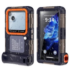 HTYVC 스마트폰 방수 케이스 IP68 잠수 방수 케이스 수중 촬영 터치 스노쿨링 다이빙15m방수 -2 세대 R/L 방수 케이스, L-2세대 블루+오렌지, 1개