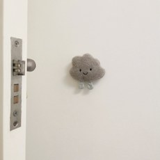 毛絨玩偶門後靜音緩衝防撞貼(單個) 可愛造型門把手靜音防撞墊 門後緩衝墻壁門擋防撞墻貼 門後靜音防撞貼, 灰雲, 1個