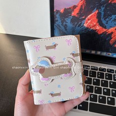 韓系碎花臘腸犬三折錢包小巧卡包大容量小衆女閨蜜多卡位零錢包短夾