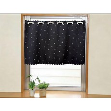 cloth shop 100cm x 80cm 천이나 카페 커튼 소창용 차열 단열 [별무늬 블랙 [차광