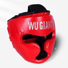 WU GIANT 拳擊散打護頭護面, 1個, 紅色升級加厚散打護頭,L碼適用於成人, 紅色