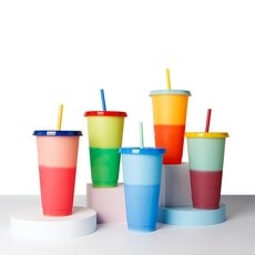 5개입 저온용 열변색 빨대컵 초등과학 온도변화실험 실험도구 교육 만들기 도구 방과후