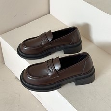 심플 민자 부드럽고 발편한 통굽 로퍼 키높이 청키 여성 심플 단화