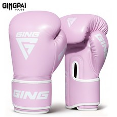 GINGPAI 전문 손목일체형 복싱글러브 고밀도 쿠션 손목 보호 복싱 장갑 8/10/12oz 남녀 공용, 1세트, 핑크
