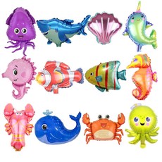 스마일파티 미니 바다 물고기 생물 동물 풍선, 1세트, 12종