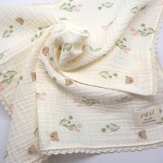 이중 요루면 레이스 손수건 / 가제 순면 사각 40cmX40cm