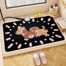 쿠쿠스토어 귀여운 소시지 강아지 욕실 매트 진공 흡착 미끄럼 방지 만화 샤워실 발 카펫, 08 N 외부 칼디안, 01 5080센티미터