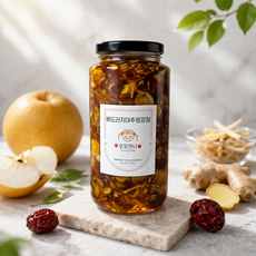 배도라지대추생강청 600g 1000g 수제청 병 홈 카페 차, 1개