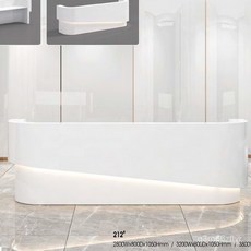 吧臺收銀臺現代簡約全白烤漆美容院櫃臺烤漆帶燈前臺亮光接待臺 5XH9, 3200*800*1050, 1個