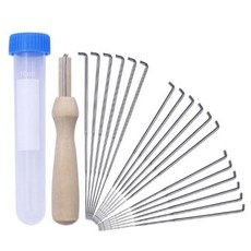 바늘세트 20개 바느질 양모 펠트 DIY 공예 나무손잡이