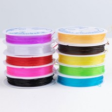 칼라 탄성 투명 우레탄줄 비즈반지 비즈공예 끈 팔찌줄, 1개, 06-1.레드 0.6mm