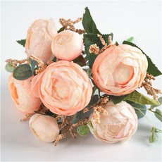 全店 嘉義出貨 仿真花 雅韻大茶苞 歐式茶玫 家居裝飾 婚慶手捧花 花牆 假花 絹花 花束, 1個, 香槟