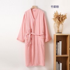 三層厚紗布浴袍浴衣吸水親膚男女士家居服青果領四季可穿, L