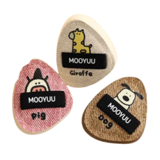 MOYUU 萌寵指緣粉撲 36*45*20mm, 1個, 小豬+小狗+長頸鹿(一袋三入)