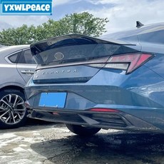 현대 아반떼 기본옵션 20-23 R 스타일 ABS 글로시 블랙 카본 자동차 리어 트렁크 커버 스포일러 호환, 카본 룩