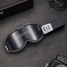 오토바이고글 선글라스 바이크 안경 안경고글 클래식 레이싱 라이딩 레트로 투명 방풍고글, 회색 이중층 안개방지-흰색 와이어