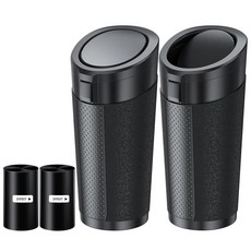 DTPDTT 뚜껑이 있는 소형 자동차 쓰레기통 미니 차량 누출 방지 쓰레기통 자동차 컵 홀더 및 측면 도어용 쓰레기 봉투 80개 부착