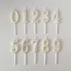디어플레이스 생일 숫자초 케이크초 기념일 0-9 10종, 1세트, 화이트
